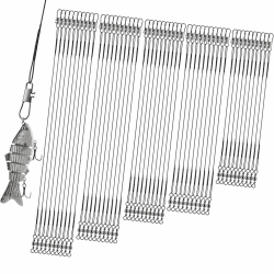 Realure 50 Stücke Stahlvorfach Hecht Angeln Set mit Wirbel & Snaps | Vorfach Angeln Vorfächer zum Spinnangeln, Edelstahl Fischen Angelzubehör Raubfisch, Vorfachschnur 4/6/8/10/12 zoll Schwarz Angebot bei HelloDeals