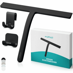 Engelbach® Duschabzieher schwarz - streifenfreies Abziehen ohne Quietschen – ergonomischer Abzieher Dusche mit rutschfestem Griff - Fensterabzieher, Inkl. 2 Halterungen, 21cm Schwarz 21 cm Angebot bei HelloDeals