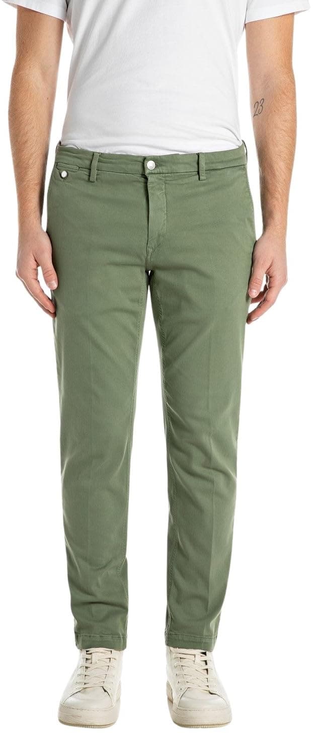 Replay Herren Chino Benni Regular-Fit mit Stretch 38W / 32L 850 Army Green Angebot bei HelloDeals