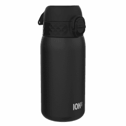 ion8 Isolierte Edelstahl-Trinkflasche, 320 ml, Auslaufsicher, Einhandöffnung, Sichere Verriegelung, Spülmaschinenfest, Klappdeckel, Tragegriff, Leicht zu Reinigen, Langlebig & Kratzfest, Schwarz Evo Schwarz Angebot bei HelloDeals