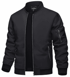 TACVASEN Herren Bomberjacke Leichte Übergangsjacke Fliegerjacke Frühling Sommer Blouson mit Reißverschlusstaschen L Schwarz Angebot bei HelloDeals