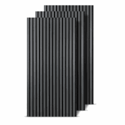 Fiqops 3er Akustikpaneele Holz 120x60 cm Grau 21 mm | 3er Set ca. 2,16 m², 21 mm Aufbau, MDF & PET-Filz, Für weniger Echo in Wohnzimmer, Büro & Studio 3er Set / 2,16 m² Grau Angebot bei HelloDeals