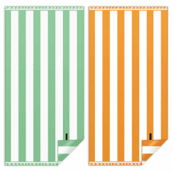 Vortix Strandtuch XXL 2er Set 90×180 cm (Orange + Grün) | Groß Schnelltrocknendes Mikrofaser Handtuch, Sandfrei Badetuch,Stranddecke Damen strandhandtuch Angebot bei HelloDeals