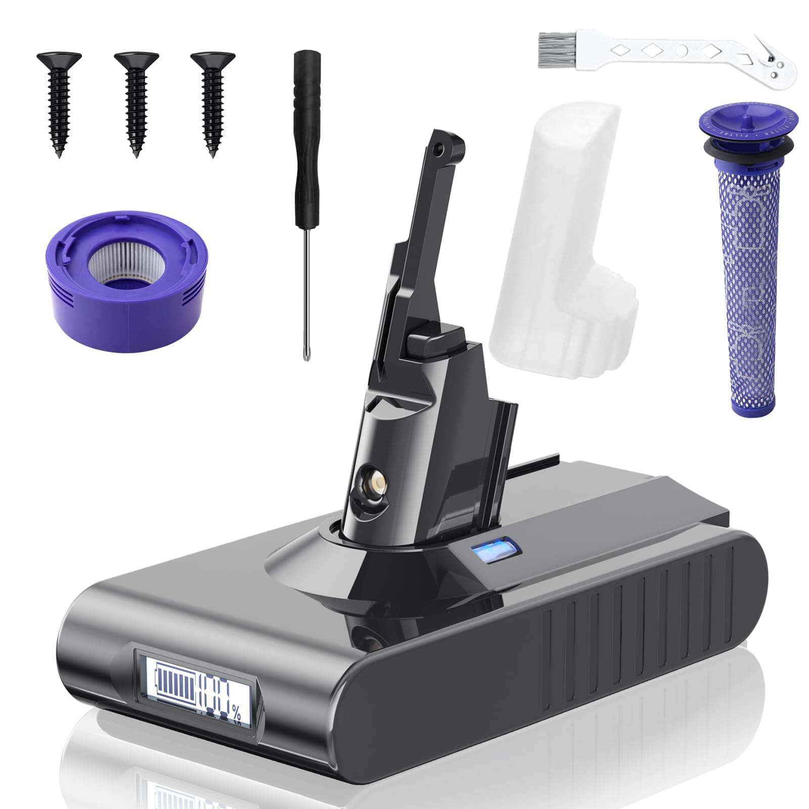 Verbesserter V8 8.0Ah / 8000mAh SV10 Akku | Kompatibel mit V8 Absolute Animal Fluffy Motörhead Exclusive Total Clean 215681 Staubsauger Gray p Angebot bei HelloDeals