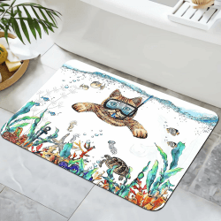 Zomer Badematte rutschfest 40x60cm Badezimmerteppich Mikrofaser Badteppich schnelltrocknende Badematten, für Badewanne Dusche Home Badezimmer, mit Meerestiere Katze Color 10 Angebot bei HelloDeals