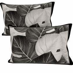 PETTI Artigiani Italiani – 2 Kissenbezüge 80x50 cm Mikrofaser – Sofakissenhüllen Dekokissen – Zierkissenbezüge für Couch, Bett, Wohnzimmer – Weiche Kissenhüllen mit modernem Design – Made in Italy Tropisch Schwarz A 80 x 50 cm, 2 Stück Angebot bei HelloDeals