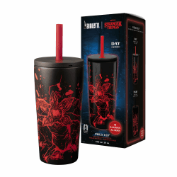 Bialetti Thermobecher Stranger Things, 900 ml – mit Strohhalmdeckel, leuchtet im Dunkeln, hält die Temperatur, nicht spülmaschinengeeignet, Silber Tumbler Angebot bei HelloDeals