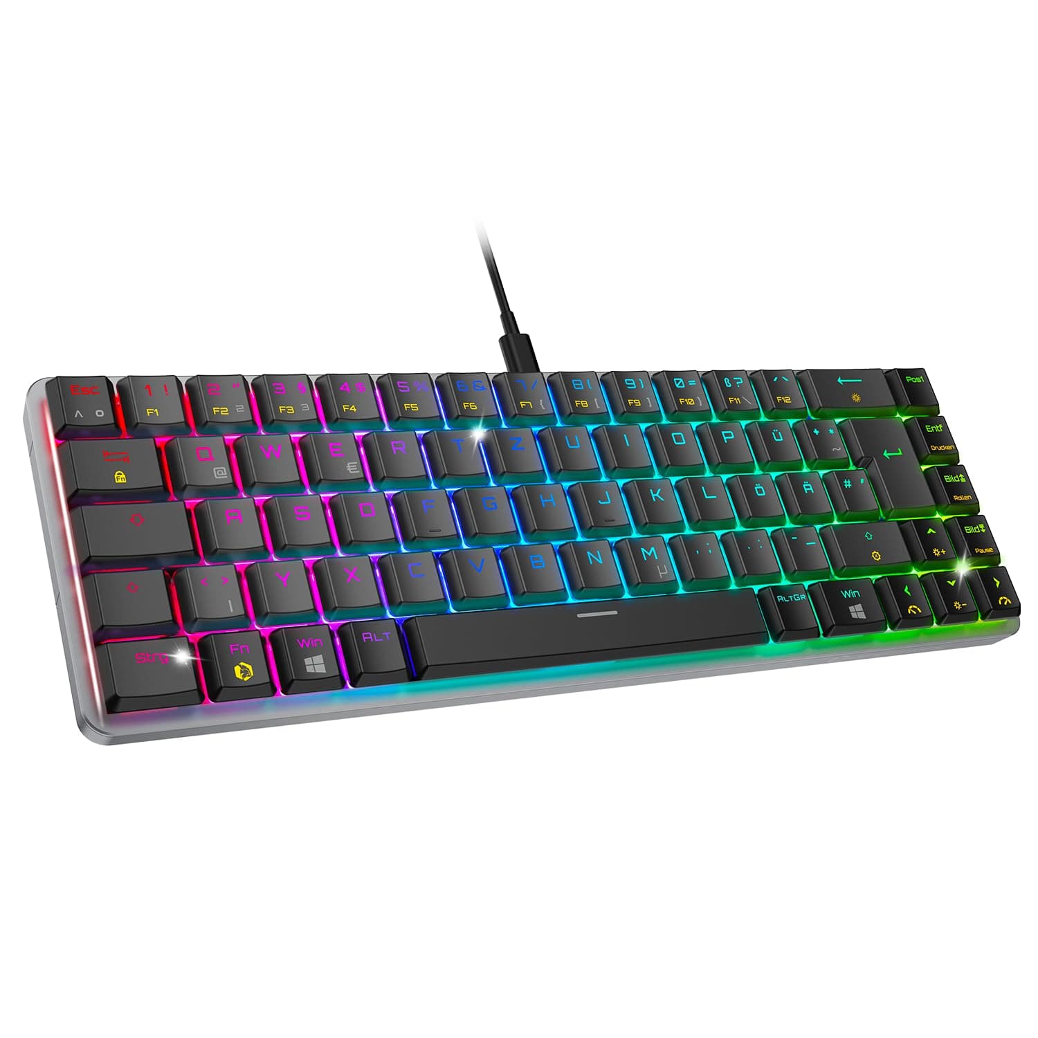 EMPIRE GAMING K241 – Schlanke Low Profile Aluminium Kompakte Mechanische Gaming-Tastatur DE (QWERTZ), Kabelgebunden USB-C Abnehmbar, 69 Tasten MX Red, RGB 24 Effekte, NKRO, Kompatibel mit PC/P5/P4/XB K241 DE Angebot bei HelloDeals