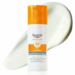 Eucerin Oil Control Sun Face Gel-Creme LSF 50+ 50 ml, Sonnencreme | Sonnenschutz mit UVA-/UVB-Filtern für fettige, zu Akne neigende Haut, mattierender Dry Touch sorgt für 12h Anti-Glanz Angebot bei HelloDeals