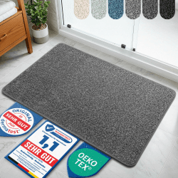 Bodenständig® Badematte Anthrazit – rutschfest & Waschbar – Saugstarke Badezimmerteppich – Hygienischer Duschvorleger – Badvorleger rutschfest waschbar 40x60 cm schnelltrocknend Dunkelgrau 40 x 60 cm (Rechteckig) Angebot bei HelloDeals