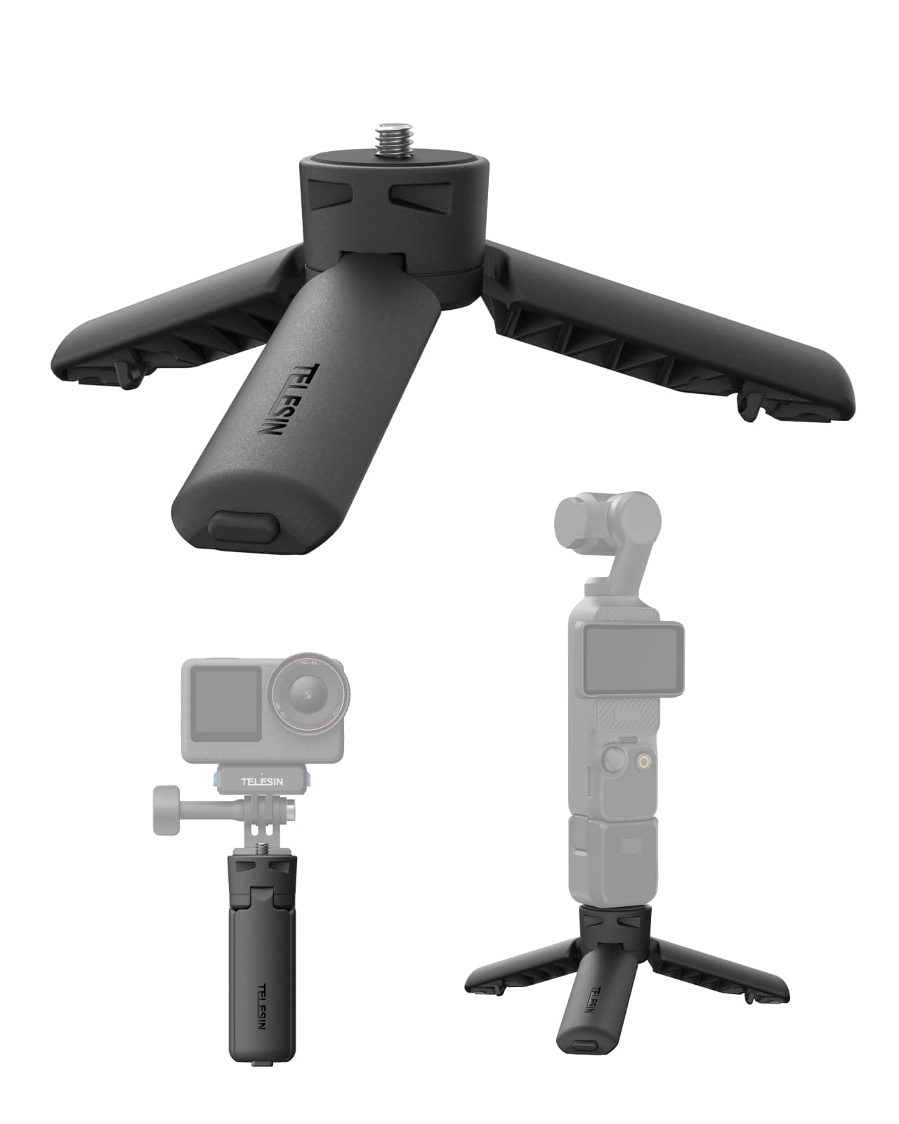 TELESIN Mini-Stativ für Insta360 Luna Ultra DJI Osmo Pocket 4P/4/3 | Ein-Klick Schnellöffnung, 1/4" Schraube Stativ & Handgriff, für Action 6 5 Pro 4 GoPro Mission 1 13 12 11 X5 4 3 Ace Pro 2 Angebot bei HelloDeals