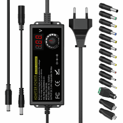 24V 3A 72W Universal Netzteil, AC to DC 3V-24V Adapter Verstellbarer Netzadapter mit LED Spannungsanzeige und 14 Spitzen, inkl Micro-USB Stecker, für 3V-24V Haushaltselektronik, DC Motor, 3000mA Max Angebot bei HelloDeals