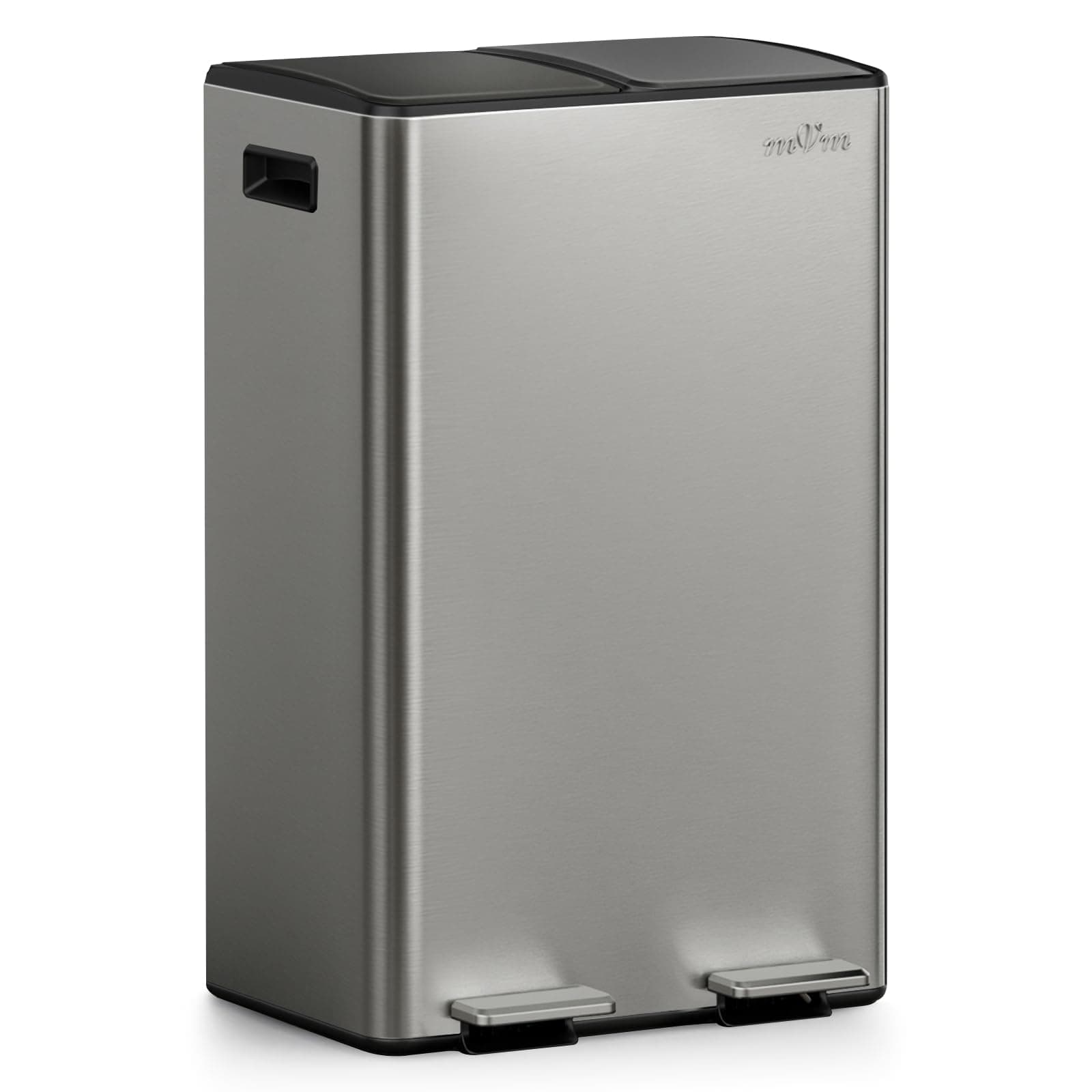 mVm Mülleimer Küche,60 Liter Treteimer,2 x 30 Liter Treteimer, 2 Fächer, Mülltrennsystem, Abfalleimer Küche mit Inneneimer aus Kunststoff,Metall,Klappdeckel, Softclose, Luftdicht 60L Grau Angebot bei HelloDeals