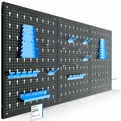 Arebos Werkzeugwand 3-teilige Lochwand Werkstatt | 17-teiliges Hakenset & Halterungen | 117,6 x 59,5 x 2 cm | Werkzeuglochwand aus Metall für Werkstatteinrichtung inkl. Montagematerial | Blau Schwarz /Blau Angebot bei HelloDeals