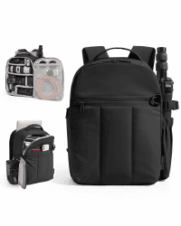 bagsmart Kamerarucksack Fotorucksack wasserdicht mit 13.6 Zoll Laptopfach für Sony Nikon Canon Kamera, DJI Drohne Zubehör, Stativhalterung, Tagesrucksack für Outdoor Fotografie Schwarz Angebot bei HelloDeals