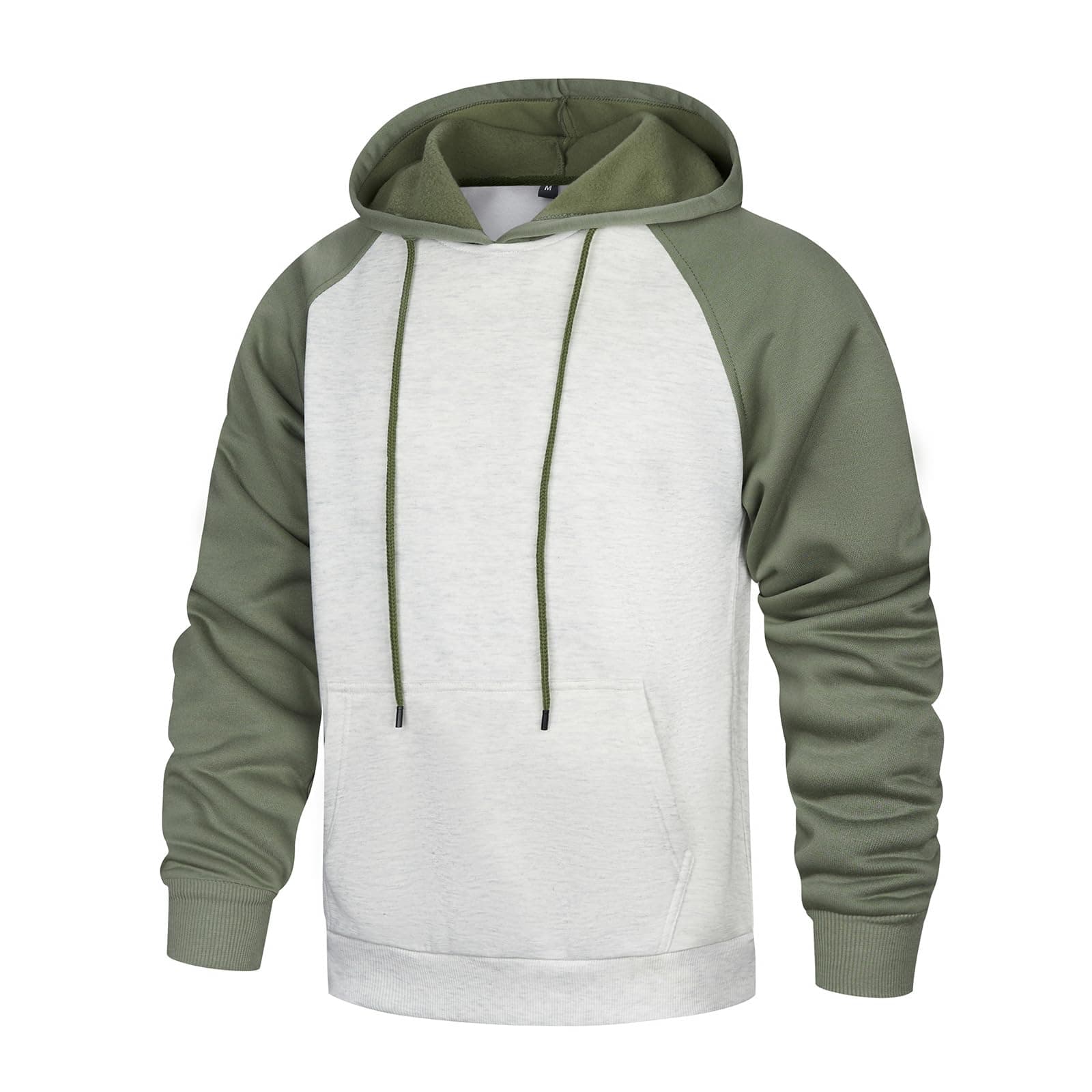 MANLUODANNI Herren Kapuzenpullover Raglan Men's Hoodie Pullover mit Kapuze Casual Sweatshirt Classic Farbabstimmung Hoody Bohne Grün Blume Grau XL Angebot bei HelloDeals