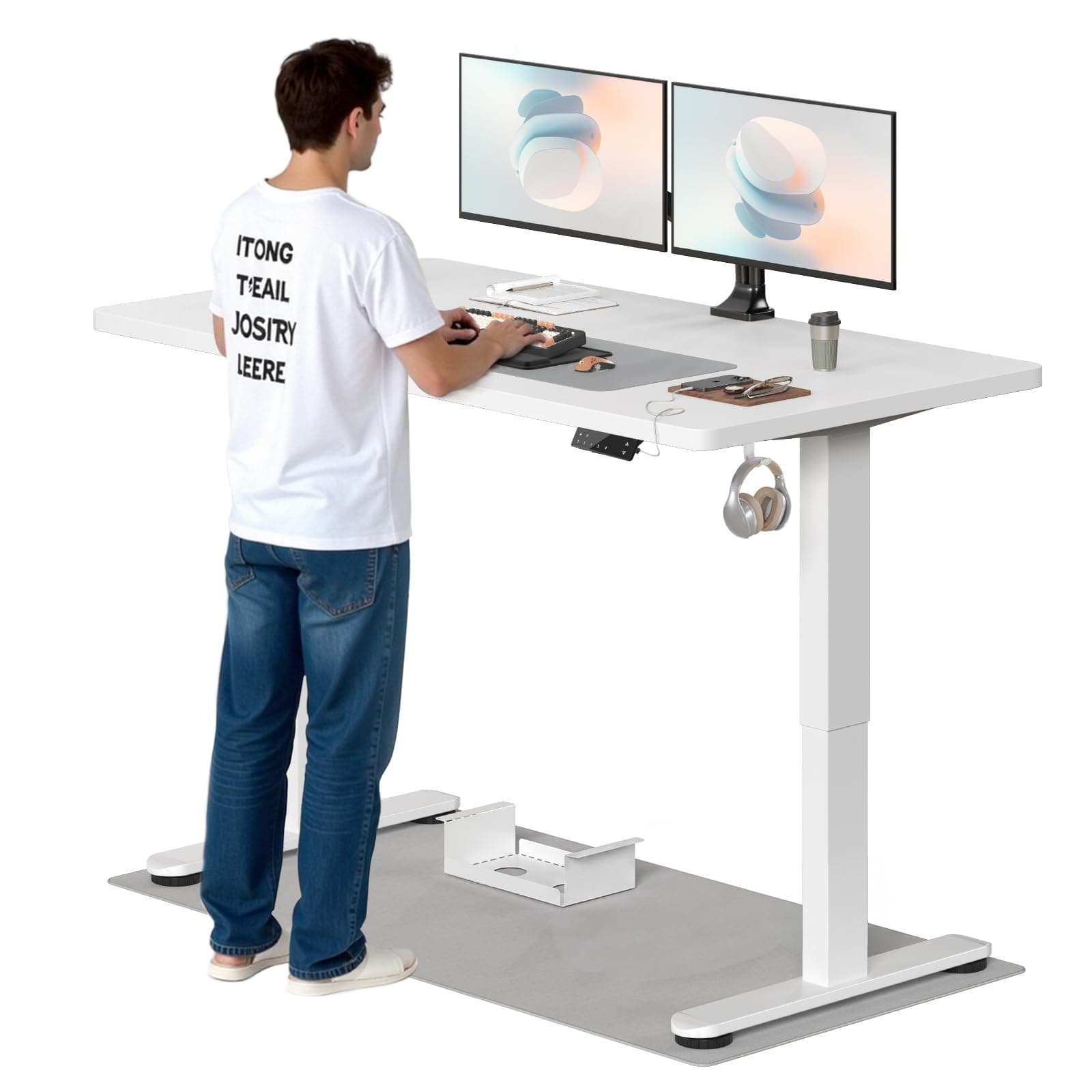 TRIUMPHKEY Höhenverstellbarer Schreibtisch, 160x80cm, Elektrisch Stehschreibtisch mit Dualmotor, Touchscreen,USB-A & Kabelmanagement,25mm Einteilige Tischplatte,ergonomischer Bürotisch, Weiß 157 x 77 cm Weiß Angebot bei HelloDeals