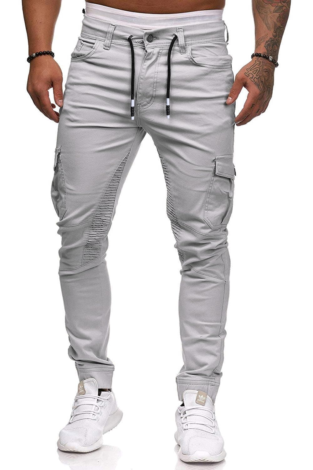 Cassiecy Herren Hose Jogger Chino Cargo Jeans Hosen Stretch Sporthose Herren Hose mit Taschen Slim Fit Freizeithose M Hellgrau Angebot bei HelloDeals