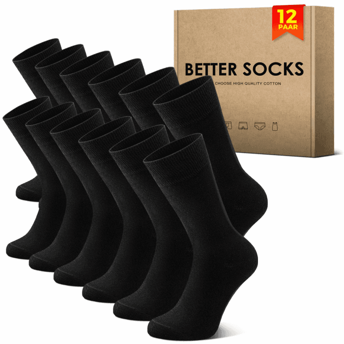NUOZA 12 Paar Socken Herren Damen Baumwolle Business Atmungsaktive Socks | Unisex Anti Schweiß Socken, Anzugsocken, Lange Tennissocken, Sportsocken 43-46 Schwarz*12 Angebot bei HelloDeals