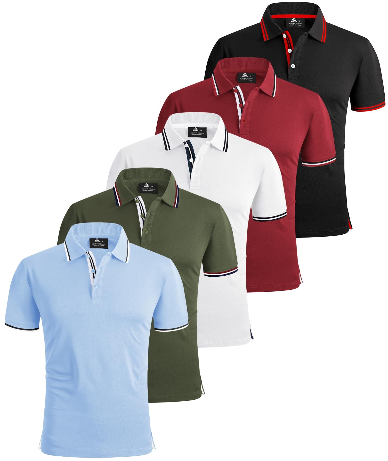SwissWell 5er Pack Poloshirt Herren Kurzarm T-Shirt für Herren Golf Polo Shirts Männer XL Schwarz+himmelblau+armeegrün+weiß+rot Angebot bei HelloDeals