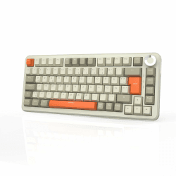 AJAZZ AK820 MAX Wireless Mechanical Keyboard, 75% Layout 82-Key Hot-Swap Gaming Keyboard, German QWERTZ Layout with Volume Control Knob, 2.4 GHz/Type-C/BT5.0, RGB Lighting Effects, Gray Beige Orange QWERTZ Orange Angebot bei HelloDeals
