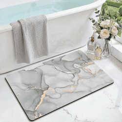 DEXI Badematte rutschfest 50 x 80 cm, Super Absorbierende Badezimmerteppich, schnelltrocknende Badvorleger, Waschbar Duschvorleger für Dusche, Badewannen und Badezimmer, Hellgrau Hellgrau 50 x 80 cm (Rechteckig) Angebot bei HelloDeals