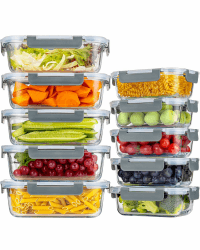 KUMD 20er Set (10-Pack) Glas Vorratsdosen - 5x 1040ml & 5x 370ml Borosilikatglas für Mikrowelle & Meal Prep, Ofenfest, Auslaufsicher 10 Pcs Glass Storage Containers Angebot bei HelloDeals