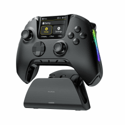 ManbaOne Interactive Screen Wireless Gaming Controller für PC/Switch/Switch 2/iOS/Android,Hall-Effekt Stick & Trigger,RGB-Beleuchtung,Remappable Buttons,1800mAh mit Ladestation (Schwarz) Angebot bei HelloDeals