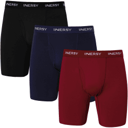 INNERSY Boxershorts Herren Lang Mesh Männer Unterhosen mit Eingriff 3 Pack | Anti Scheuern Retroshorts Langes Bein, Atmungsaktive Sport Unterwäsche, Schnelltrockende Leichte Trunks, Polyamid Netzgewebe L Marineblau/Dunkelrot/Schwarz Angebot bei HelloDeals