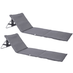 ONVAYA Premium Strandmatte 2cm gepolstert mit Rückenlehne | Strandliege faltbar | Strandmatratze | Sonnenmatte mit Tragegurt | 161 x 55 x 45 cm Strandmatte Grau - 2 Stück Angebot bei HelloDeals