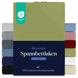 Dreamzie Premium Spannbettlaken 80x160 cm, Bettlaken 100% Jersey Baumwolle, Spannbetttuch für Dicke Matratzen bis zu 12 cm, 150 g/m², Oeko-TEX Zertifiziert - Anis 80 x 160 cm Anis Angebot bei HelloDeals