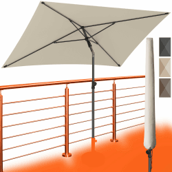 4smile 200x125 cm Sonnenschirm Balkon mit Schirmhülle, Beige - UV50+ Sonnenschirm rechteckig knickbar höhenverstellbar, Sommer Schirm für Sonnenschutz Balkon als Ersatz für Ampelschirm Balkon 200x125 Basis Beige Angebot bei HelloDeals