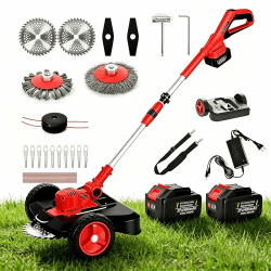 Rasentrimmer mit Akku und Unkrautbürste, 9" Bürstenlose Freischneider,mit 2 Akku 4.0Ah, 21v unkrautbürste akku, Trimmer Garten mit 4 Klingentypen, für Garden Trimmen Angebot bei HelloDeals
