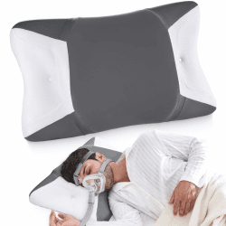 CPAP Kissen für Seitenschläfer & Rückenschläfer, Memory Foam Schlafapnoe Kissen für alle CPAP Masken, mit Breiten Aussparungen und Stützbereich, Reduziert Luftauslässe und Druck Maske, Kühlender Bezug Dunkelgrau 65 x 40 x 9/11 cm Angebot bei HelloDeals