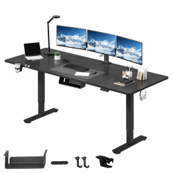 SANODESK Höhenverstellbarer Schreibtisch elektrisch 200x80 cm 200 x 80 cm Schwarz Angebot bei HelloDeals
