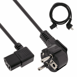 InLine 16752D Netzkabel, Schutzkontakt gewinkelt auf Kaltgerätestecker C13 links abgewinkelt, 3m, schwarz Angebot bei HelloDeals