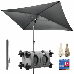 4smile Sonnenschirm Balkon SunnyShade 3-in-1 SET in Anthrazit - UPF 50+ Sonnenschirm rechteckig 200 x 125 cm + Sonnenschirmhalter Balkongeländer + Sonnenschirmhülle Balkon 200x125 Basis-Set Anthrazit Angebot bei HelloDeals