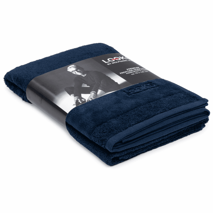 LOOKS BY WOLFGANG JOOP Duschtuch 70x140 cm – 100% Baumwolle Luxus Duschtücher mit Aufhänger & Logostick, Duschhandtuch blau Blau Duschtuch (70 x 140 cm) Angebot bei HelloDeals