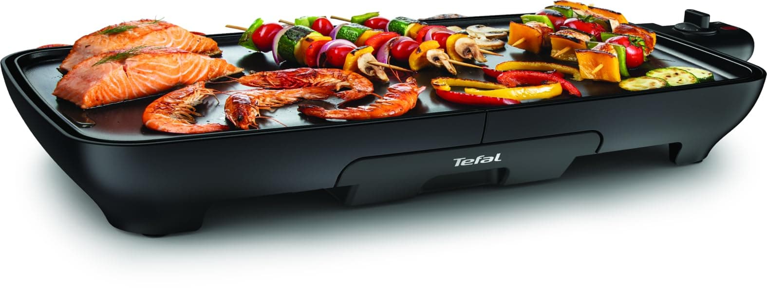 Tefal Malaga Plancha, Elektrischer Tischgrill, 2000 W, extra große Grillfläche, stufenlos regelbarer Thermostat, Antihaftbeschichtung, Thermo-Spot, Fettablaufrinne, für 6–8 Personen, Schwarz, CB501812 Plancha Compact 900 Angebot bei HelloDeals
