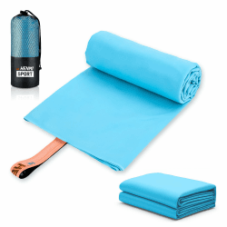 HENMI Mikrofaser Handtuch Blau 50x100CM,Schnelltrocknend Fitness Handtücher | Saugstark,Kompakt&Leicht,Hautfreundlich,Mit atmungsaktivem Netzbeutel,für Reisen,Sport,Fitness,Gym und Alltag Angebot bei HelloDeals