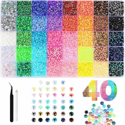 32000-Teiliges Bedazzler Kit, 40 Farben Harz Strasssteinen, 3mm Glitzersteine Bedazzling Kit, Buntes Flatback Rhinestones für Nageldesign, Gesichts-Make-Up, Bastelarbeiten Angebot bei HelloDeals