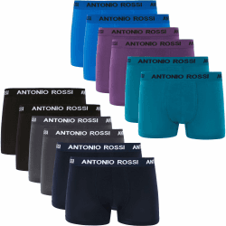 Antonio Rossi 12er-Pack Boxershorts Herren Baumwolle, Stretch-Bund L Schwarz, Blau, Grau, Grün Angebot bei HelloDeals
