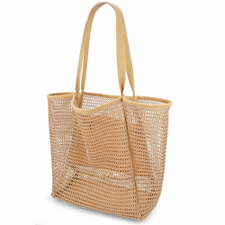 Strandtasche Damen Familie,Beach Bags For Women,Klein Netztasche Faltbare | Badetasche Strand Mit Reißverschluss Innentasche,Große Leichte Mesh Strandtasche Korb,Shopper für Frauen Braun Angebot bei HelloDeals