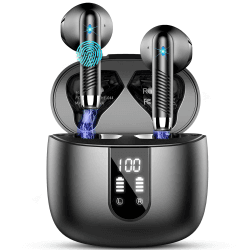 Bluetooth 5.4 Kopfhörer, 2026 Neu In-Ear Kopfhörer Kabellos Bluetooth | App EQ Steuerung/6D Tiefer Bass/56H Kabellose Kopfhörer/6 ENC Noise Cancelling Ear Buds, IP7 Wasserdicht Ohrhörer Android iOS A-Schwarz Angebot bei HelloDeals