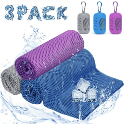 Ciskotu Kühltuch Set, kühlhandtuch kühltuch Sport, Mikrofaser kühlendes Handtuch Fitness und Sport, Eishandtuch Cooling Towel für Fitness, Reise, Yoga, Golf (Blau+Lila+Grau) Angebot bei HelloDeals