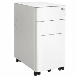 SONGMICS Rollcontainer, Aktenschrank, Büroschrank mit Rollen, Schreibtisch, Unterschrank, abschließbar, Schubladen, Dokumente in DIN-A4-, Legal-, Letter-Format, Hängeregistratur, weiß OFC030W01 Weiß 24,7T x 46B x 59,2H cm Angebot bei HelloDeals
