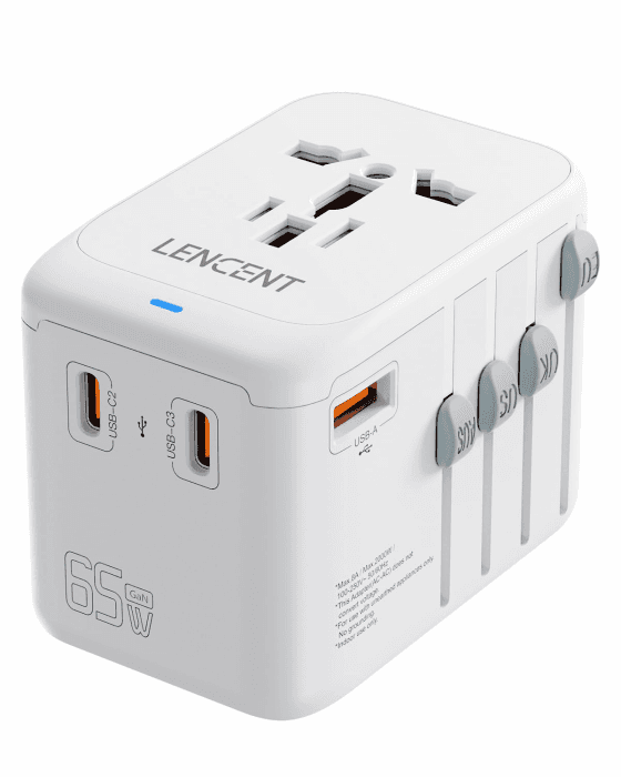 LENCENT 65W Reiseadapter Weltweit, Universal Reisestecker Weltreise Adapter | mit 1 USB A und 3 USB C, Internationaler Steckdosenadapter für Japan Thailand USA England Australien(Typ A/G/I/C) Angebot bei HelloDeals