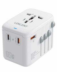 LENCENT 65W Reiseadapter Weltweit, Universal Reisestecker Weltreise Adapter | mit 1 USB A und 3 USB C, Internationaler Steckdosenadapter für Japan Thailand USA England Australien(Typ A/G/I/C) Angebot bei HelloDeals