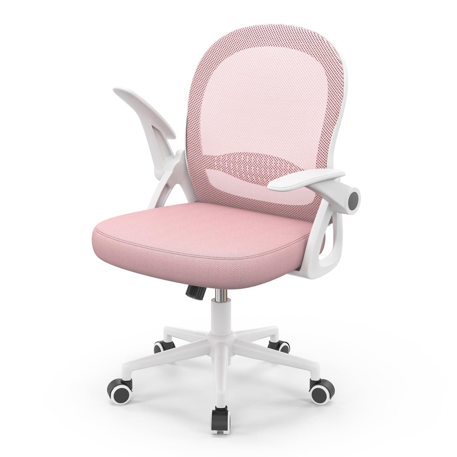 rattantree Ergonomischer Bürostuhl, Schreibtischstuhl mit Atmungsaktiver Rückenlehne, Höhenverstellbarer, Netzstuhl mit Hochklappbaren Armlehnen, Computerstuhl, 360° Drehstuhl für Büro, Zuhause, Rosa Rosa Ohne Fußstütze Angebot bei HelloDeals