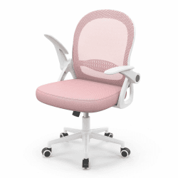 rattantree Ergonomischer Bürostuhl, Schreibtischstuhl mit Atmungsaktiver Rückenlehne, Höhenverstellbarer, Netzstuhl mit Hochklappbaren Armlehnen, Computerstuhl, 360° Drehstuhl für Büro, Zuhause, Rosa Rosa Ohne Fußstütze Angebot bei HelloDeals